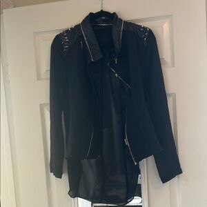 BLVD Studded Mixed Media Top